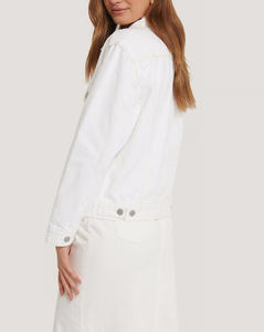 Solid plain color Wholesale Blue Cropped Denim Jackets Fashion <b>Vintage</b> Washed <b>Women</b> <b>Jean</b> Turn-down Collar Denim Jackets - Product Image 5