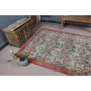 Tapis vintage de grande taille 5,1 x 8,8 pieds, tapis turc, tapis à carreaux rouges - Product Image 5