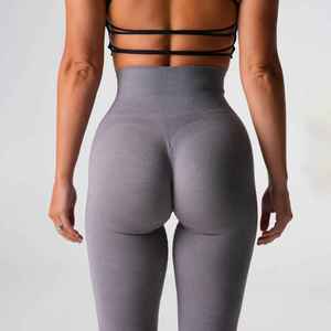 High Quality Elastic Waist Workout <b>Leggings</b> for Women New Solid <b>Pattern</b> Mid Waist Sport Pants Seamless Yoga Gym Fitness <b>Leggings</b> - Product Image 6