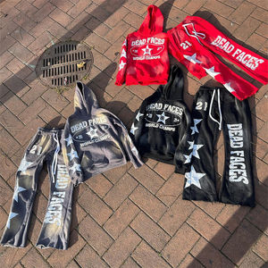 Ensemble Jogging Personnalisé de Haute Qualité 100% Coton avec Logo Brodé Unisexe Style Vintage Pantalon de Jogging et Sweat-Shirt Ensemble de Survêtement - Product Image 4