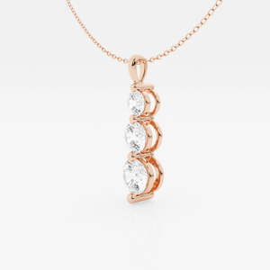 Pendentif en or 18 carats avec diamant de laboratoire taille ronde, style trois pierres, tendance - Product Image 6