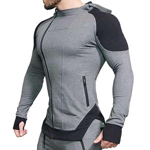 Chándal de gimnasio de entrenamiento de alta calidad, chándal transpirable liso deportivo ajustado con cremallera para hombre, chándal de jogging de algodón 100% para hombre - Product Image 2