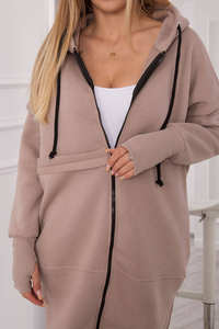 Sweat à capuche à manches longues pour femme, ensemble de survêtement complet avec fermeture éclair et pantalon - Product Image 5