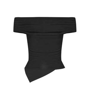 Sexy men's One-Shoulder Cropped Fitness T-Shirt - Stretchy Bodycon <b>Low</b> <b>Back</b> Summer <b>Top</b> - Product Image 2