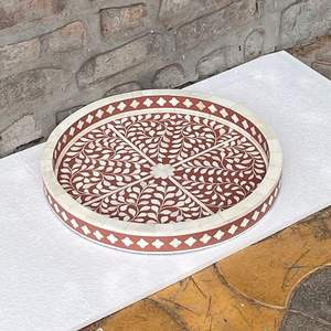 Bandeja con incrustaciones de huesos para alimentos, bandeja para servir hecha a mano, incrustaciones de huesos de lujo, Ramadán, desayuno, comida, fruta, café, té, bandeja decorativa a bajo - Product Image 6