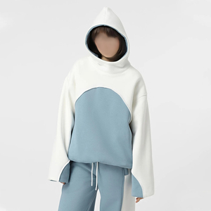Sweat à capuche ample pour les couples impression broderie hommes et femmes basiques coton mélangé - Product Image 1