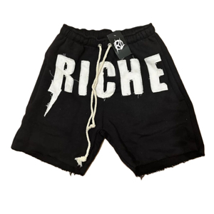 Top Trending <b>Men's</b> French Terry Distress Letters & <b>Patches</b> Hem Less Elastic Waist Wholesale Vintage <b>Men</b> <b>Shorts</b> Jogging Wear - Product Image 4