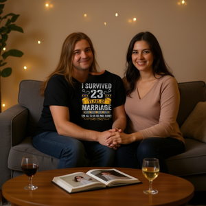 Camiseta de 23.º aniversario de boda, unisex, para adultos, manga corta, cuello redondo, serigrafía, regalo de matrimonio - Product Image 3