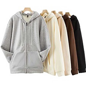 Oem diseño de logotipo personalizado 500g peso pesado Otoño Invierno engrosado suéter con capucha mujer de gran tamaño caída del hombro chaqueta de terciopelo - Product Image 6