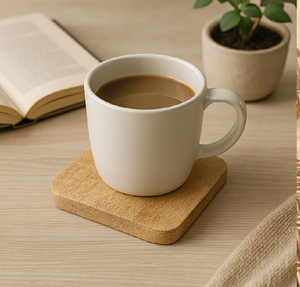 Un sous-verre carré en bois lisse et léger avec des bords légèrement arrondis, disponible au prix de gros - Product Image 1