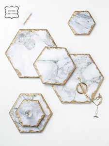 Modern White Natural Marble Stone Coasters Set <b>Polished</b> Ceramic Coffee Cup Drink Coasters Customizable for Table Party - Product Image 5