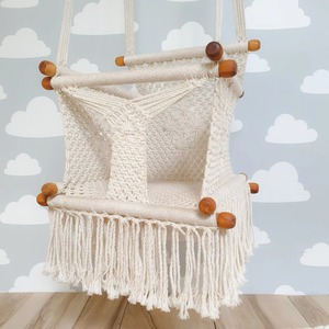 Macramé fait à la main enfants balançoire chaise Boho suspendu siège intérieur extérieur amusant confortable Durable salle de jeux Patio décor - Product Image 6