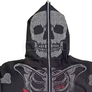 Mode tenue à la mode nouveau design à manches longues hommes coton mélangé à capuche Slim Fit solide couleur unie hommes strass sweats à capuche - Product Image 6