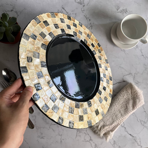 Elegant Premium Wood Dinnerware <b>Chargers</b> Handcrafted Exclusive Pearl Plate Decorative <b>Charger</b> Plates Eco-Friendly Premium Wood - Product Image 2