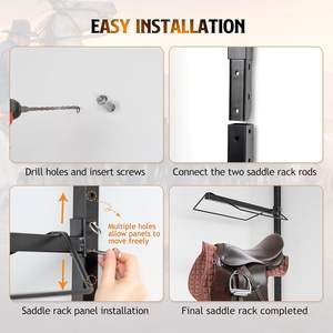 Wholesale ODM/OEM Adjustable 4-Way Horse <b>Saddle</b> Stand Alloy Metal Black Custom Logo Equestrian Accessories Model TI-0365 - Product Image 3