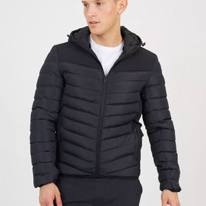 Vente en gros de blouson rembourré à capuche avec logo personnalisé Blouson léger coupe-vent chaud d'hiver à bulles pour hommes avec poches - Product Image 1