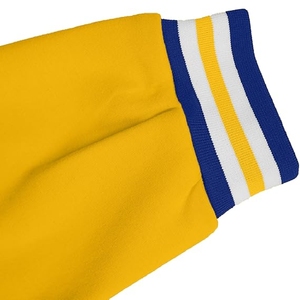 เสื้อแจ็คเก็ตวาร์ซิตี้สีน้ำเงินรอยัลและสีเหลืองสำหรับผู้ชาย รุ่นพรีเมียม ของแท้ พร้อมแขนเสื้อสีแดงตัดกันและแถบลายทาง - Product Image 5