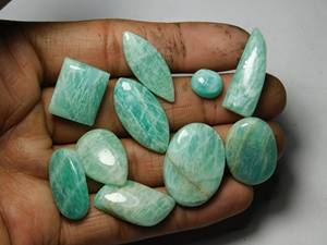 10 ชิ้นอเมซอนไนต์ธรรมชาติ Cabochons หินหลวมอเมซอนไนท์เครื่องประดับอินเทรนด์พร้อมส่งโดยตรงจากผู้ผลิตอัญมณีอินเดีย - Product Image 3