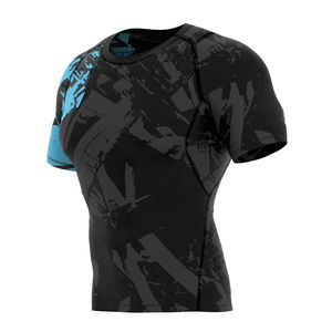 Rashguard respirant en spandex/polyester pour hommes grande taille MMA BJJ avec logo personnalisé, short de compression et chemise à manches - Product Image 5