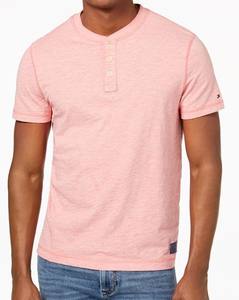 Macy เสื้อยืดผู้ชายแบบลำลองของ Henley ผ้าถัก240กรัมผ้าฝ้าย100% ลายย้อมสีธรรมดาดีไซน์ทึบ - Product Image 1