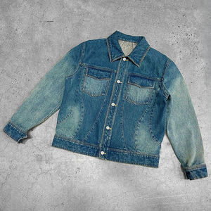 Ensemble denim deux pièces délavé de qualité supérieure personnalisé Vestes en jean brodées et pantalons en jean droit Costume en denim de couleur - Product Image 3