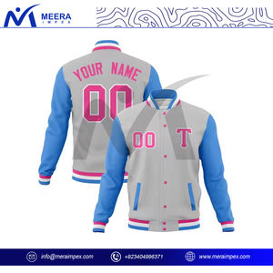 OEM Personalizar Multi Color Chaqueta de béisbol de los hombres de alta calidad de tela transpirable Regular Fit Rib Neck Varsity Jacket para los hombres - Product Image 2