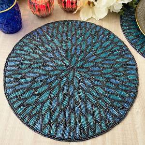 Beaded <b>coaster</b> Mats Woven <b>Placemat</b> Table <b>Christmas</b> <b>Placemats</b> Round <b>Placemats</b> - Product Image 2