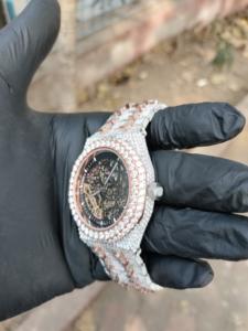 Colección de relojes de acero inoxidable Hip Hop para hombre, estilo antiguo mecánico, moissanita helada brillante, Diamante de corte brillante - Product Image 3