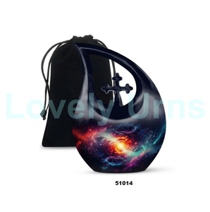 โกศสำหรับงานศพของมนุษย์ตกแต่งด้วยเถ้ากระดูกไขว้ของมนุษย์พร้อมถุงกำมะหยี่ - Product Image 5