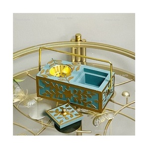 Superior Quality <b>Wood</b> And Metal Mabkhar Designer Customized Shape Bakhoor <b>Burner</b> With Box And Metal Handle - Product Image 4