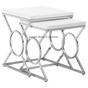 Unique Latest Arrival Metal Side and Nesting <b>Table</b> <b>Silver</b> Color Shiny Polish With Handmade Shiny Polished Center <b>Table</b> Set of 3 - Product Image 2