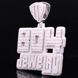 Pendentif Hip Hop en Acier Inoxydable avec Diamants CZ Personnalisé avec Logo - Product Image 1