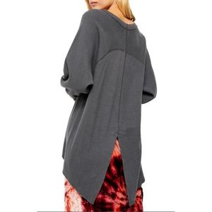 Free People Women's Amelia Cotton Waffle Knit <b>Thermal</b> <b>Top</b> Black Large Size for Spring Season - Product Image 2