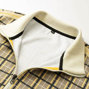 Survêtement à carreaux imprimés pour hommes, manches longues, fermeture à glissière sur le devant, col montant, survêtement vestes et pantalons actifs, tenues 2 pièces - Product Image 3