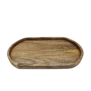 Juego de 2 bandejas ovaladas grandes de madera con acabado Natural para servir alimentos, utensilios de cocina, vajilla, bandeja para servir alimentos hecha a mano - Product Image 1