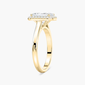 Bague de fiançailles halo en diamant de laboratoire taille émeraude 2,10 CTW certifiée IGI en or massif 14 carats - Product Image 3