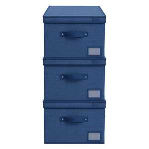 3 organizer armadio in tessuto blu 30x30x30 cm scatole salvaspazio con coperchio e maniglia per bagno camera da letto - Product Image 1