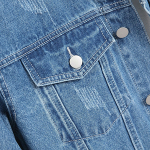 Veste en jean tissé bleu délavé pour homme, 100 % coton, boutonnée, manches longues, style décontracté, coupe classique, streetwear, vêtement d'extérieur - Product Image 4