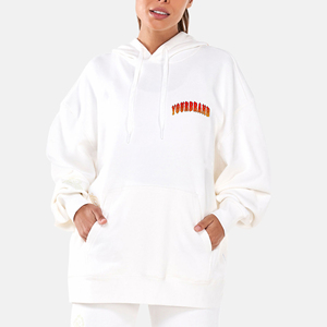 Nouveau arrivé 2025 femmes poids lourd solide blanc pull à capuche hiver Streetwear confortable personnalisé imprimé 100% coton - Product Image 6