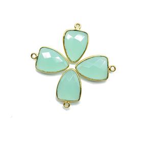Colgante de bisel de Calcedonia Aqua, Plata de Ley 925, forma de triángulo hecha a mano, accesorios de joyería chapados en plata Vintage para hacer - Product Image 1