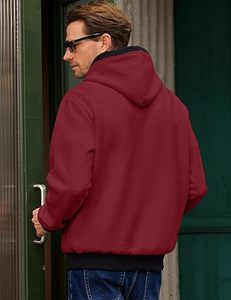 เสื้อฮู้ดผู้ชายผ้าฝ้ายลำลองแฟชั่นแขนยาวมีเชือกผูก ผ้าฟลีซ มีกระเป๋า - Product Image 4