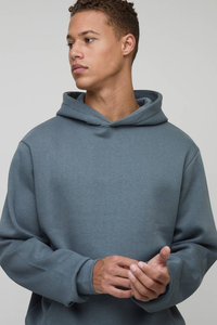 เสื้อฮู้ดดี้ผู้ชายผ้าฟลีซ 430gsm พิมพ์โลโก้แบบรีดร้อน ผ้าฝ้าย 100% ทรงปกติ กันลม สำหรับฤดูหนาว - Product Image 3