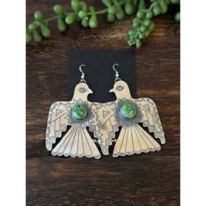 Pendientes Colgantes de Plata de Ley y Oro Sonora Hechos a Mano por los Navajo, Joyería Cultural Coleccionable - Product Image 1