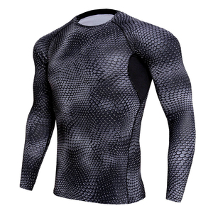อีลาสเทนแบบรัดกล้ามเนื้อแขนยาวสำหรับผู้ชายเสื้อยืดพอดีตัวสำหรับยิมเสื้อแรชการ์ดสำหรับผู้ชายด้วยการปรับแต่ง - Product Image 3