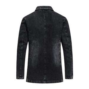 Veste en jean décontractée coupe-vent pour homme, tissée unie, avec doublure en polaire, séchage rapide, veste en jean d'hiver - Product Image 3