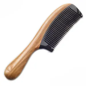 Conception de poisson A grade 100% buffle naturel de luxe qualité corne de buffle Gua Sha peigne pour tête cuir chevelu Massage de la peau - Product Image 1