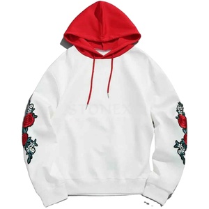 Vêtements d'automne pour hommes, très demandés, à capuche, coupe classique, en coton tricoté, imprimé floral blanc, services OEM - Product Image 3