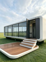 Cabaña Moderna Estilo Villa para Exteriores, Habitación Cápsula, Cabaña Prefabricada Tipo Apple, Estructura de Acero, Oficina Móvil o Hotel Resort