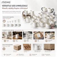 Collection de tasses en céramique blanche JOZING 12 oz – Tasses à café et à thé classiques, écologiques, compatibles lave-vaisselle et micro-ondes – Cadeaux d'affaires en stock
