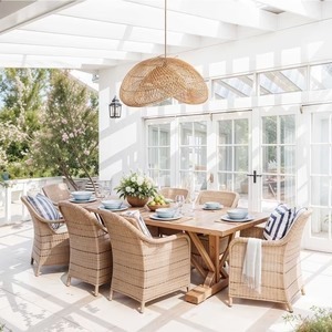 Elegante lámpara colgante de ratán Sepherina para exteriores, lámpara colgante resistente a la intemperie de ratán tejido a mano Natural para Patio, porche o jardín - Product Image 2